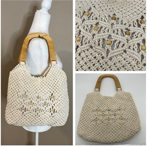 Macro-may Crochet Wood handle handbag- Made in the Philippines